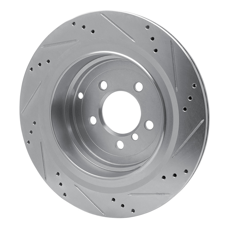 Land Rover Range Rover Brake Rotor (1) - Rear Left - R1 Concepts - Drilled & Slotted - Silver - `06-`12